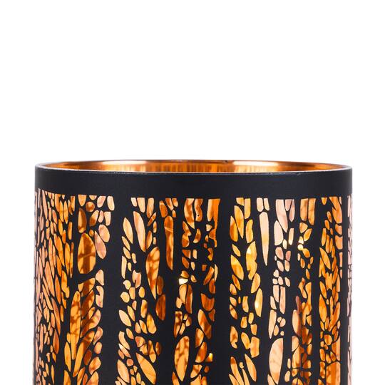 7.75" Forest Trees Fall Harvest Glass LED Hurricane Candle